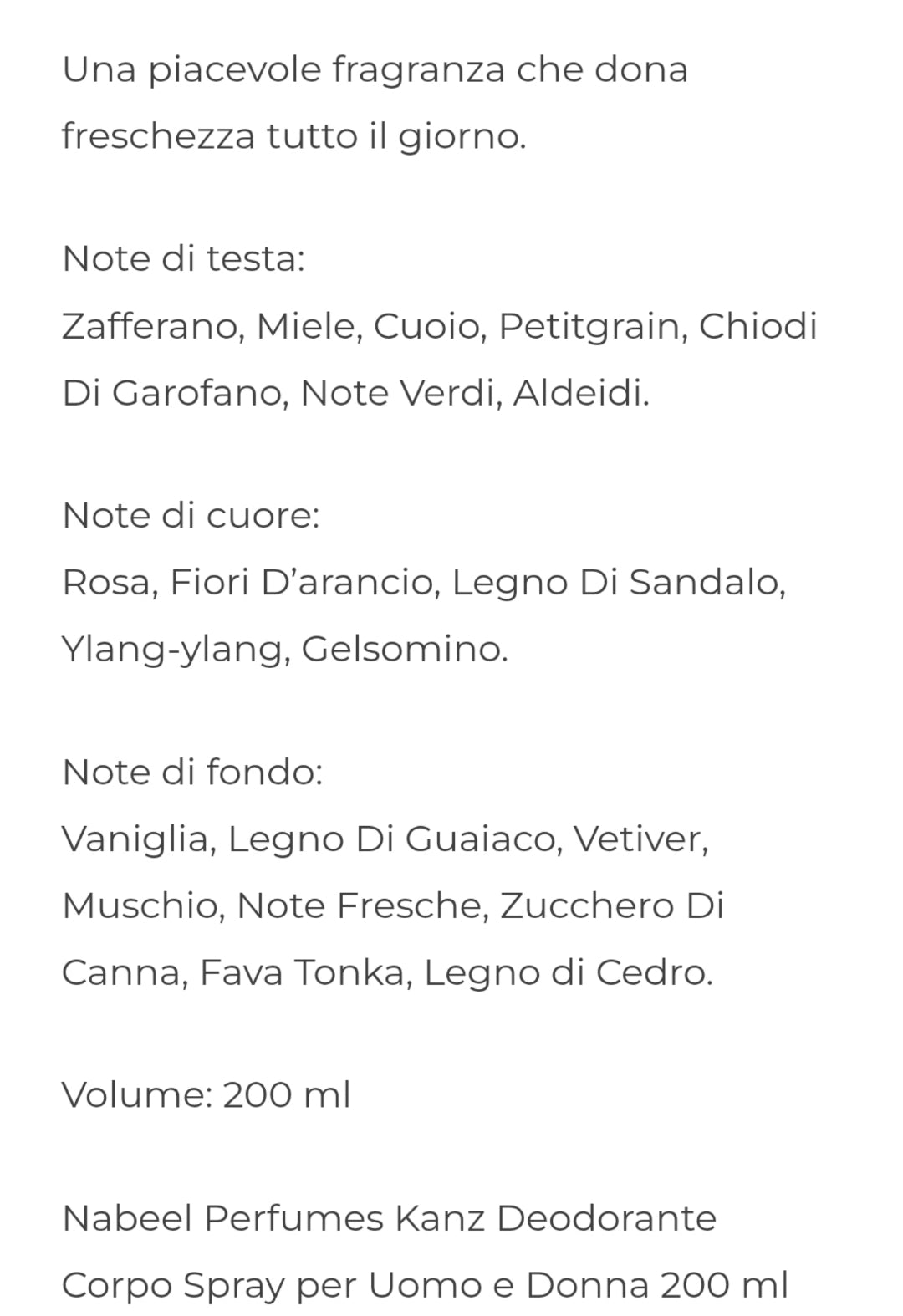 Kanz profumo body spray unisex 200 ml