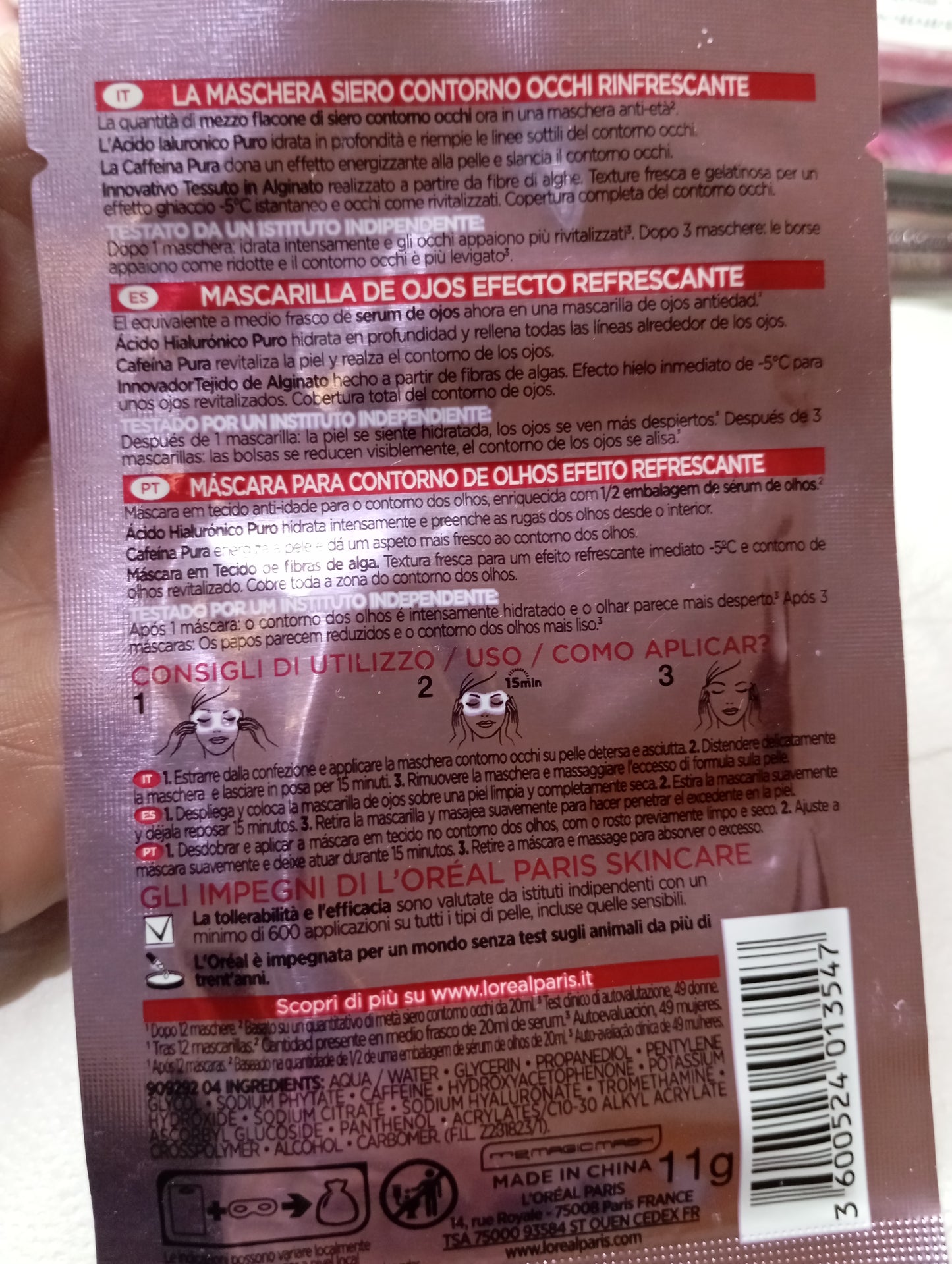 REVITALIFT filler acido ialuronico siero maschera occhi