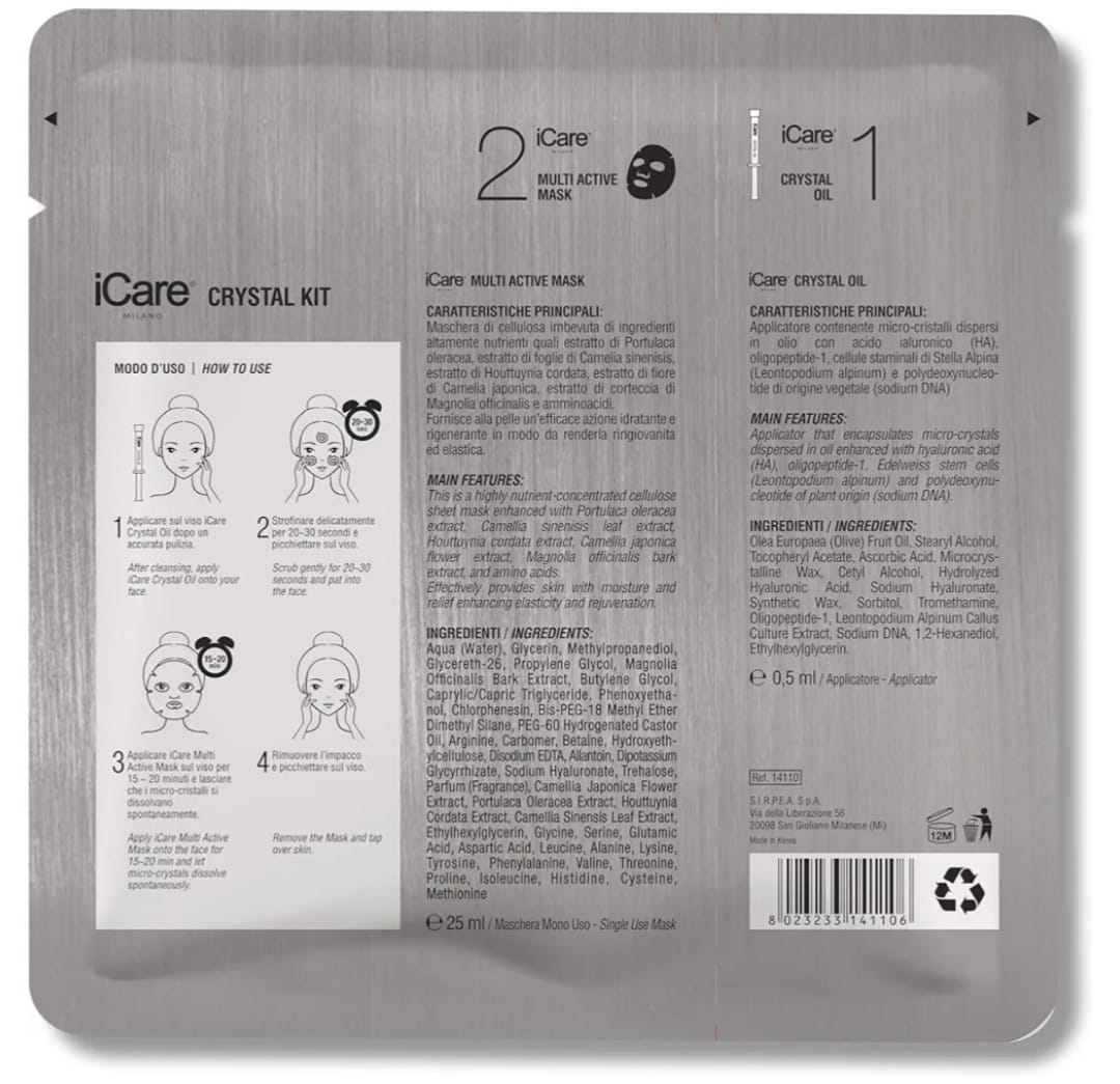 Trattamento maschera kristal kit iCare rigenerante antietà