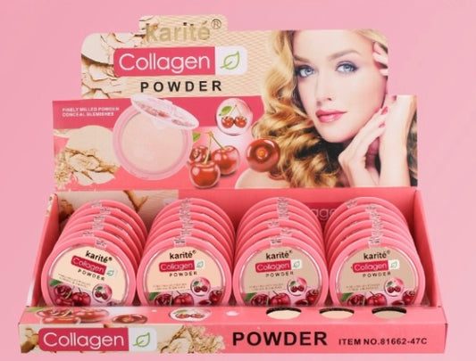Cherry collagen compact powder with sponge and mirror