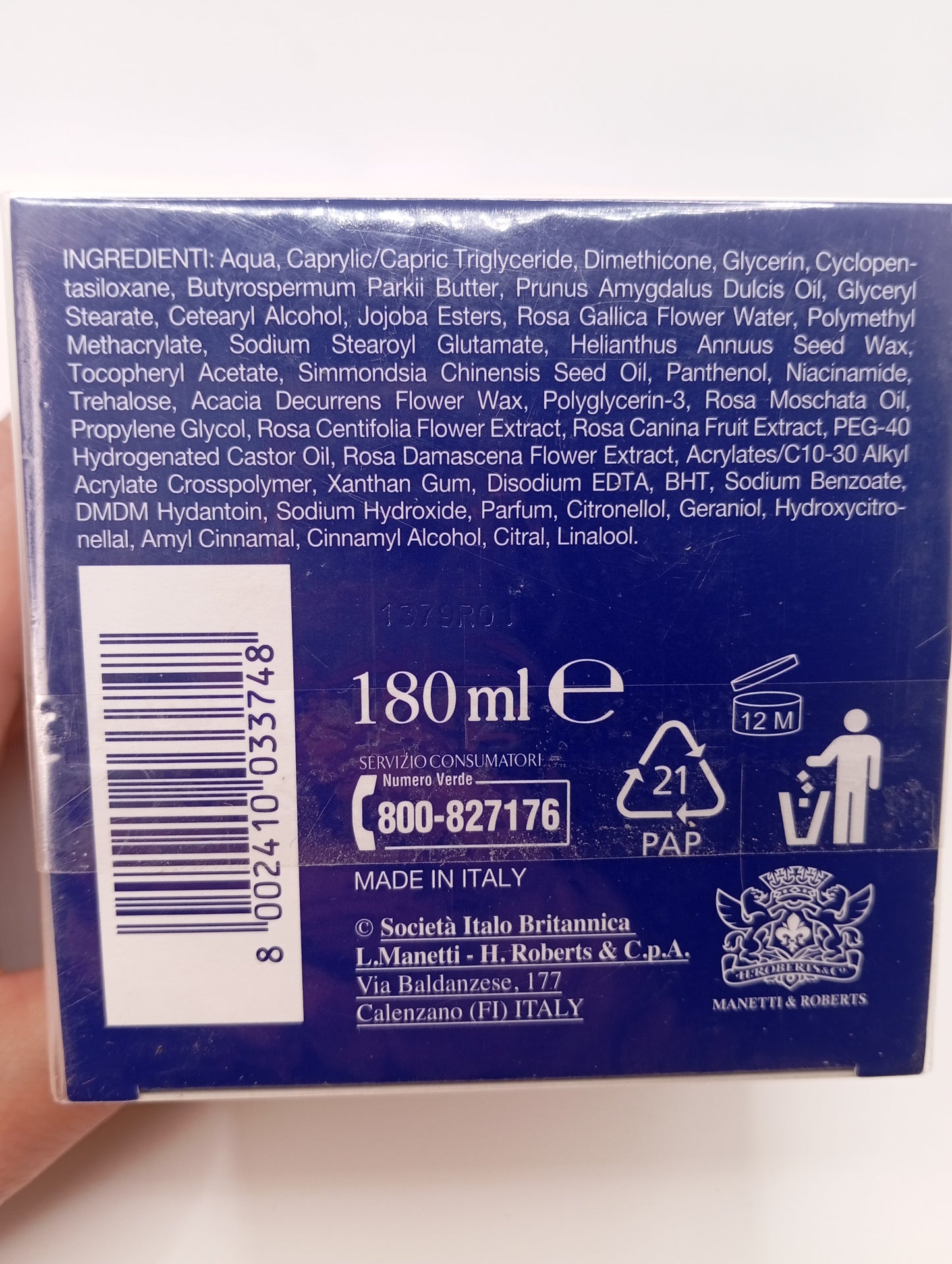 ACQUA ALLE ROSE senza età crema viso e corpo antirughe ricompattante 180 ml